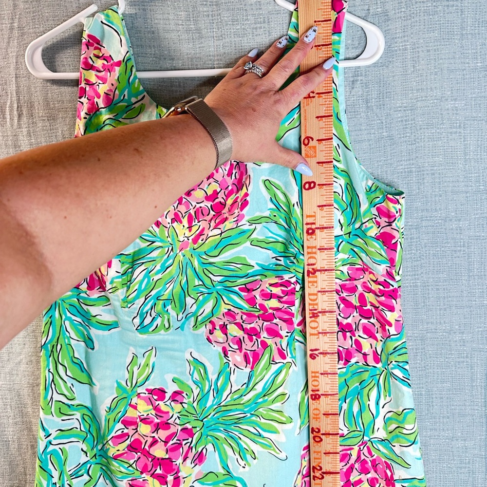 Lilly Pulitzer Pineapple Print Sleeveless Midi Dress - Aqua, Pink & Green - Picture 13 of 14